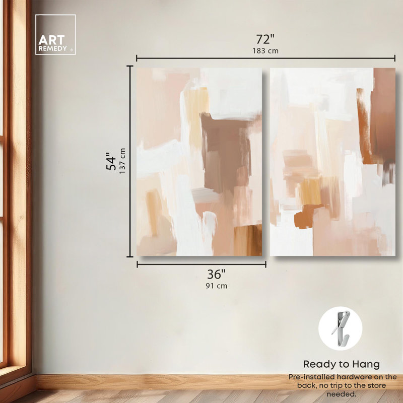 «Neutral Harmony Set», reproduction d'art sur toile par Art Remedy, H 54 po x l 36 po