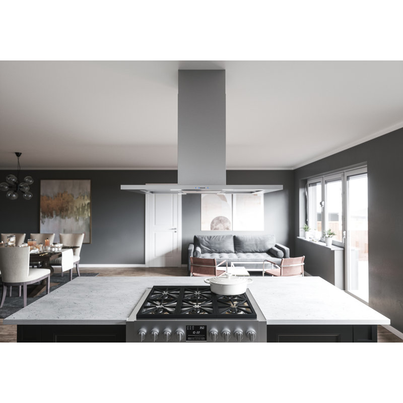 Hotte pour îlot de cuisine 36 pouces 600 CFM avec lumière DEL en acier inoxydable Zephyr Modena