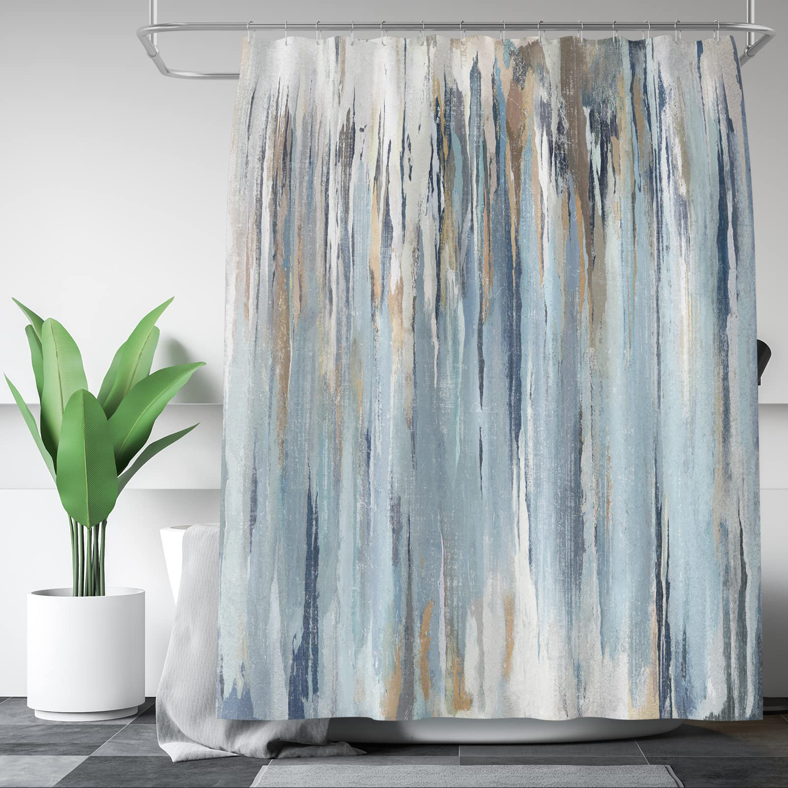 Ivy Bronx Abstract Shower Curtain with Hooks Included | Wayfair