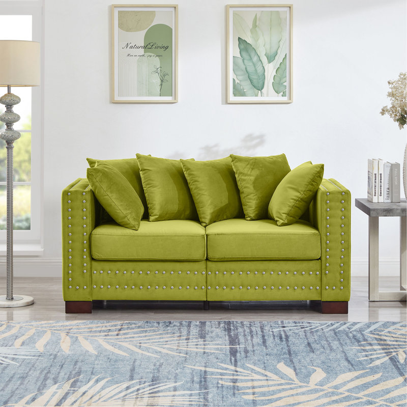 Velours rembourré avec accoudoirs carrés décoratifs Modern Design, Vert