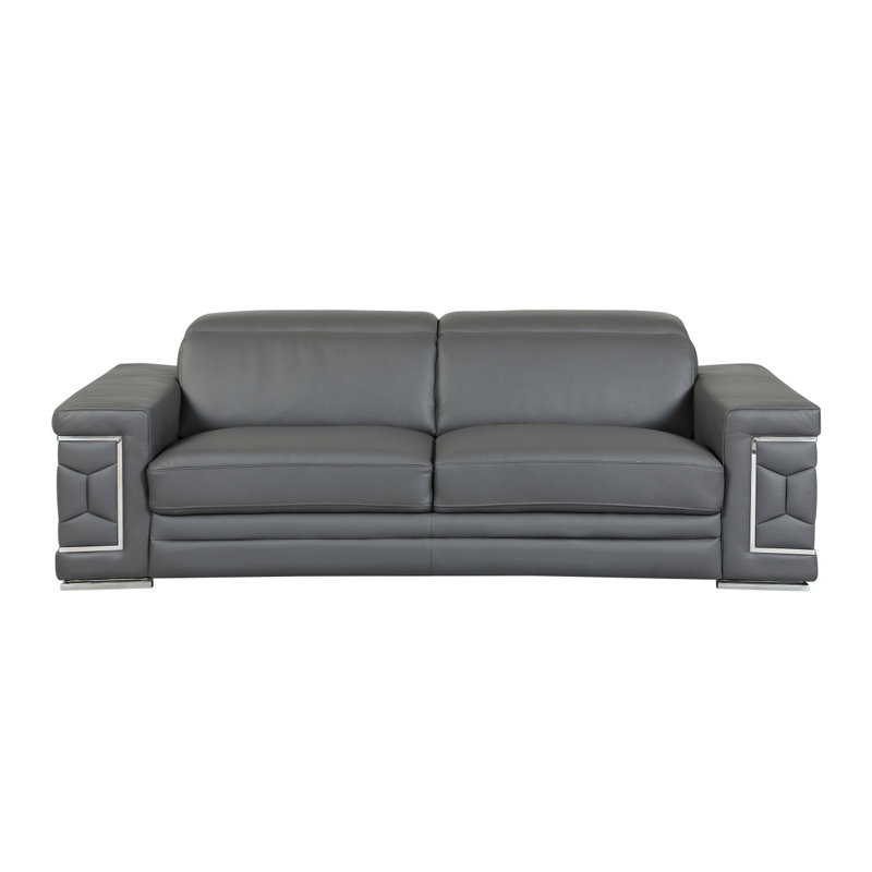 Modern Sofa Top Graitalian Leather Sofa, Dark Gray