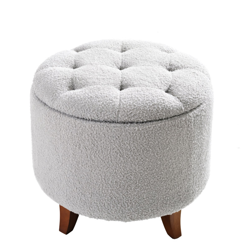 Tabouret de rangement rond avec repose-pieds, Gris