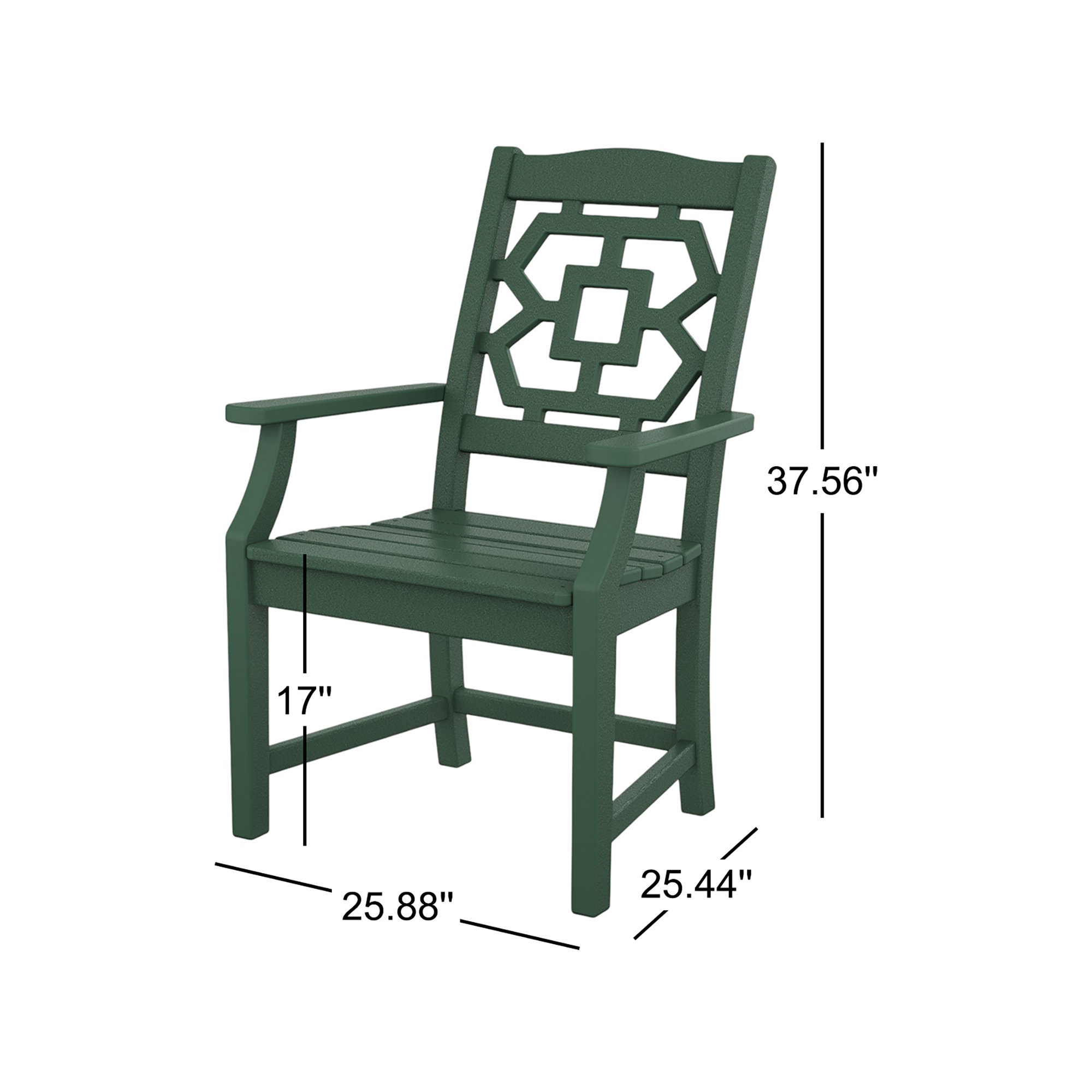 Chinoiserie Outdoor Dining Armchair, Green