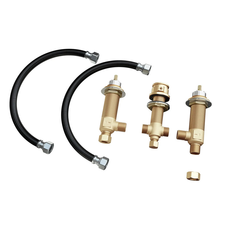 Signature Hardware Greyfield 2 Handle Deck Mounted Roman Tub Faucet, Brushed Nickel