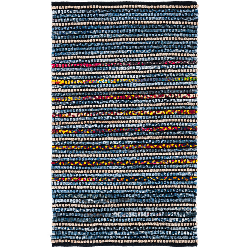 Deshong Hand Woven 0.7 Cotton 0.3 Jute Striped Rug, Rectangle 3' x 5'
