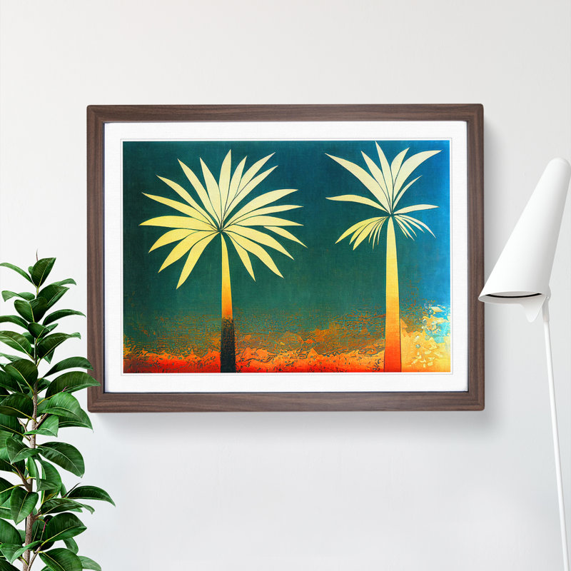 Abstract Palm Tree Art Vol.1 - Framed Print, 25cm H x 34cm W x 2cm D, Walnut