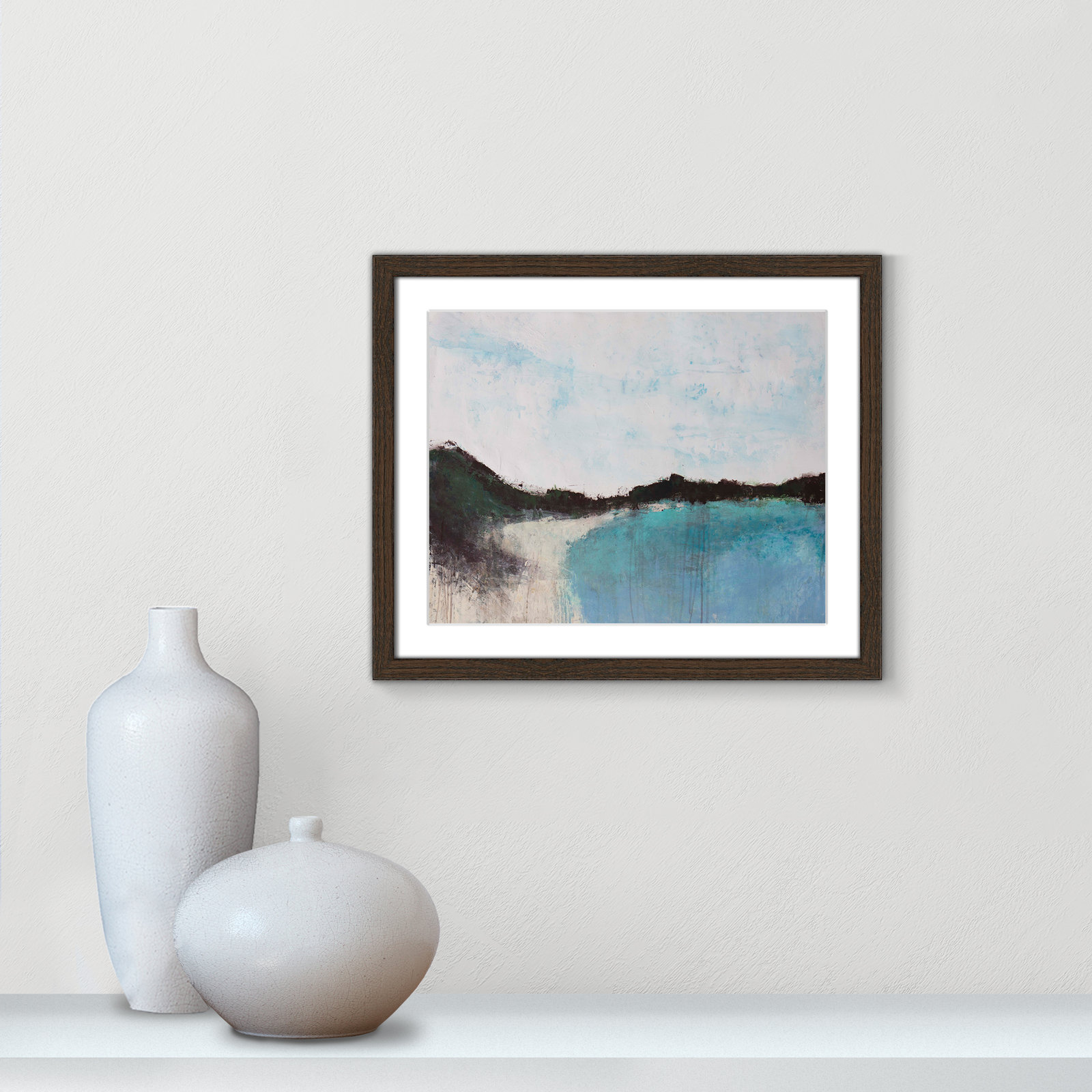 Mountainside Lakeview III Print, 16" H x 19" W x 0.75" D, Walnut Framed