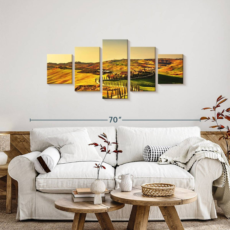 Coucher de soleil en Toscane, H 24 po x l 55 po