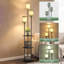 Lampe sur pied moderne 70,9 "à 3 lumières avec tablettes de rangement, abat-jour en lin et lampe sur pied pour le bureau de la chambre à coucher