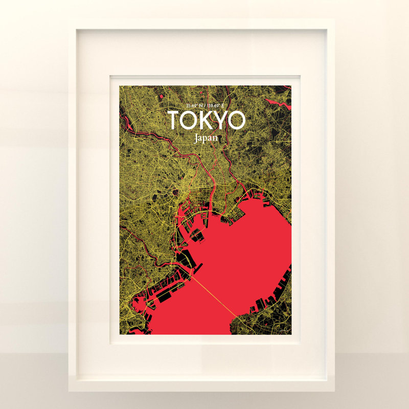 Tokyo City Map In Contrast - No Frame Print, 24cm H x 18cm W x 0.05cm D