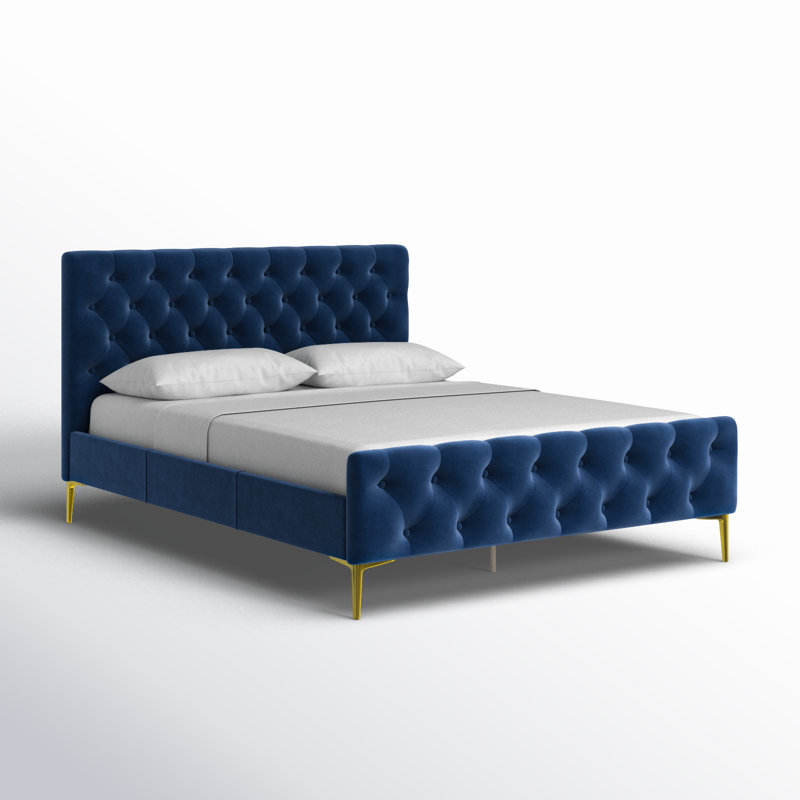 Will Upholstered Platform Bed, Blue