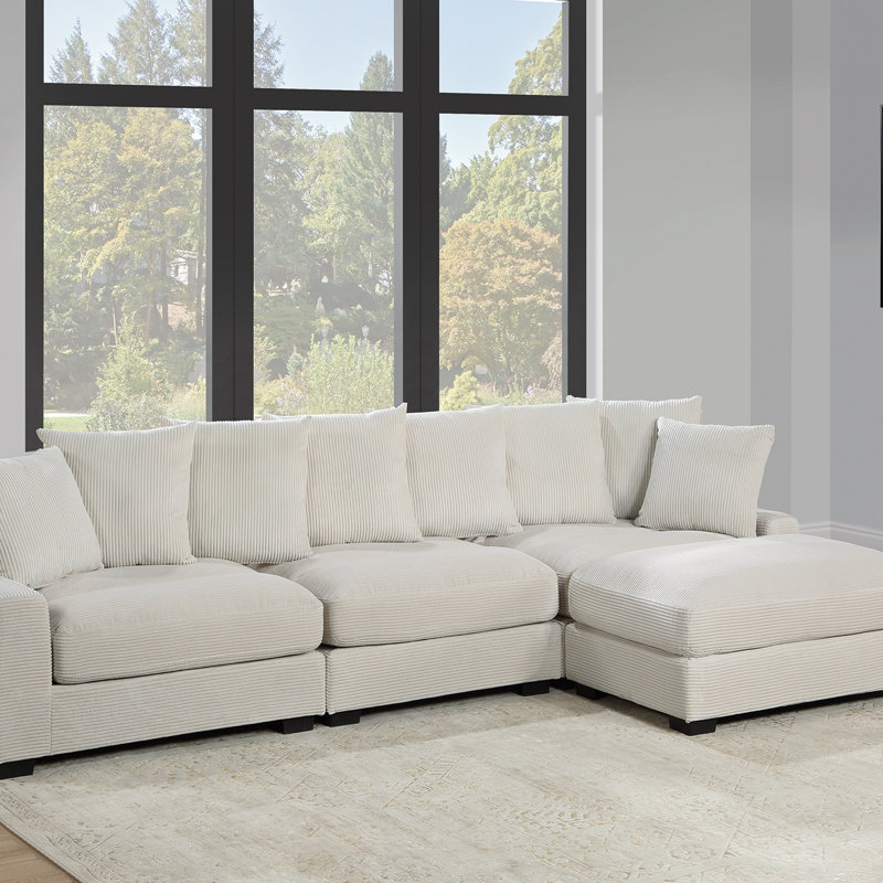 Ensemble de canapé modulaire contemporain 4 pièces beige en velours côtelé LAF & RAF