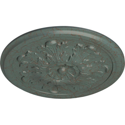 Médaillon de plafond en acanthe Endurathane Legacy, DE 12 3/4 po x P 7/8 po (convient aux auvents jusqu'à 3 1/2 po), finition craquelée en nuage peinte à la main
