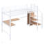 Lit mezzanine en métal avec bureau et grille en métal, lit élégant en métal avec échelle de rangement latérale et garde-robe-924558720-924558722