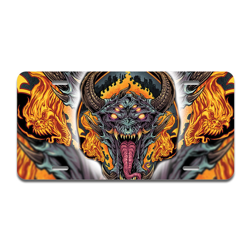 Cadre de plaque en aluminium Demon Face