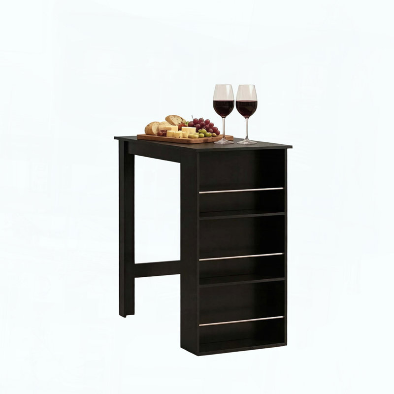 3-Tier Bar Table with Guardrail Shelves