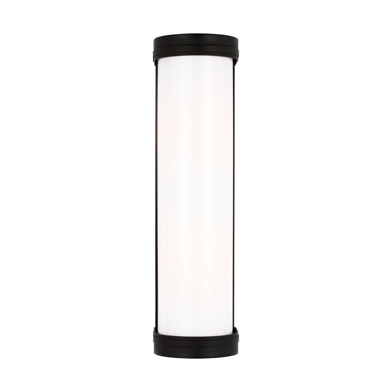 Aged Iron Cylinder Bathroom Vanity Light with Etched Glass