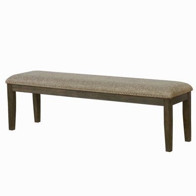 Transitionnel 1Pc Banc seulement Espresso gris chaud têtes de clou en bois massif tissu rembourré siège cuisine rembourré mobilier de salle à manger