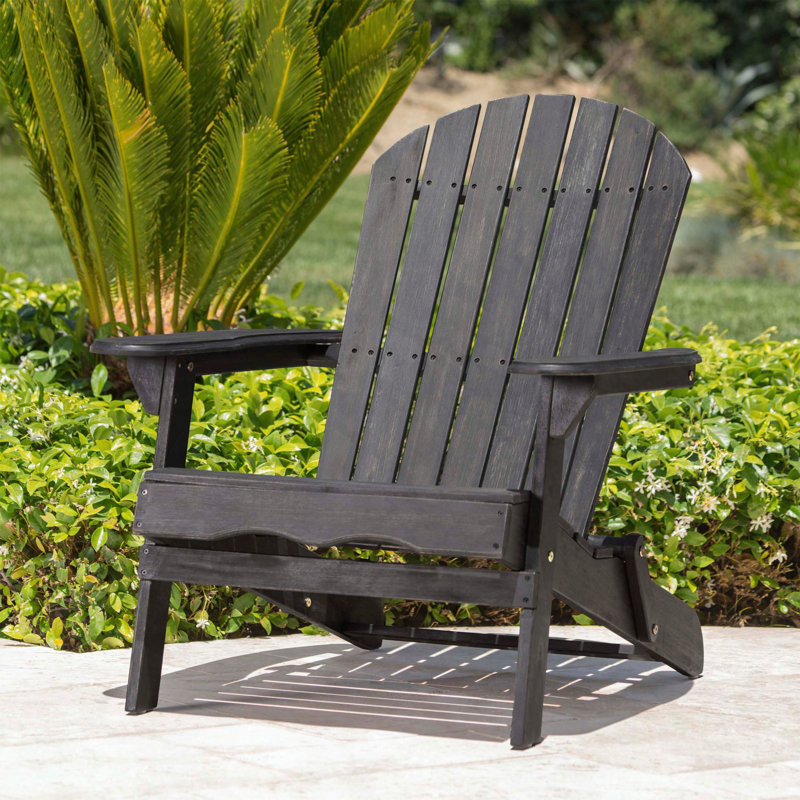 Chaise Adirondack pliable en bois d'acacia, Gris foncé