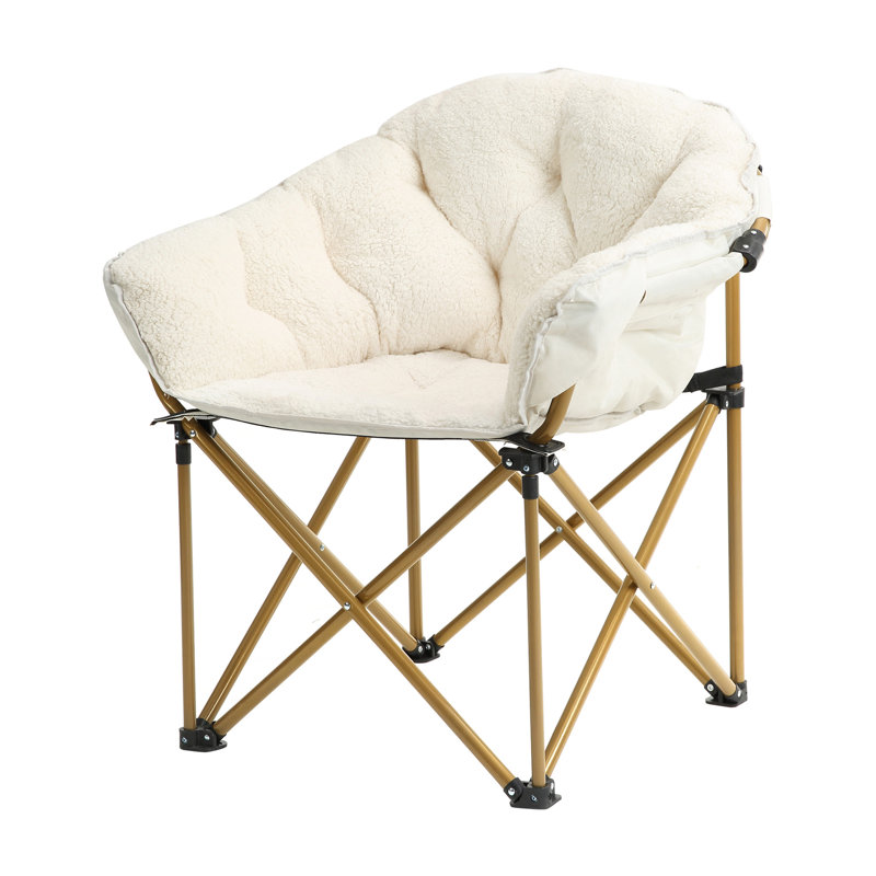 Asusena Folding Camping Chair, White Polyester Blend