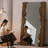 Rustic Live Edge Full Length Mirror, Wall Mirror with Natural Solid Old Pine Wood Frame, Irregular Handcrafted Standing Mirror for Bedroom, Living Room, Entryway, Farmhouse Decor-1824093748
