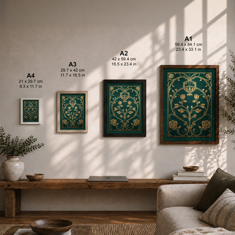 Gilded Urn Botanical - Framed Print, Oak, A4 - 29.7 x 21.0 cm