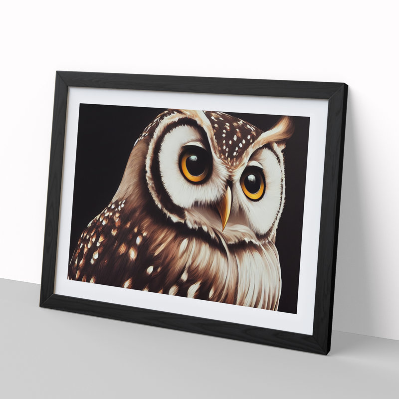 Face Of An Owl Vol.4 - Single Picture Frame Print, 46cm H x 64cm W x 2cm D, Black Framed
