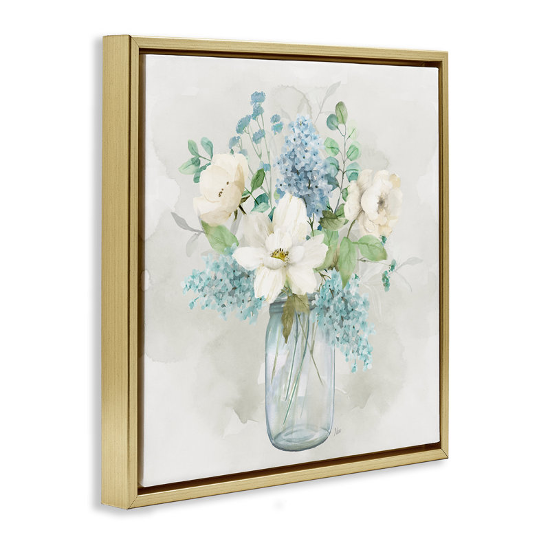 Bouquet Country Bunches, H 25 po x l 25 po, Cadre flottant gris lustré