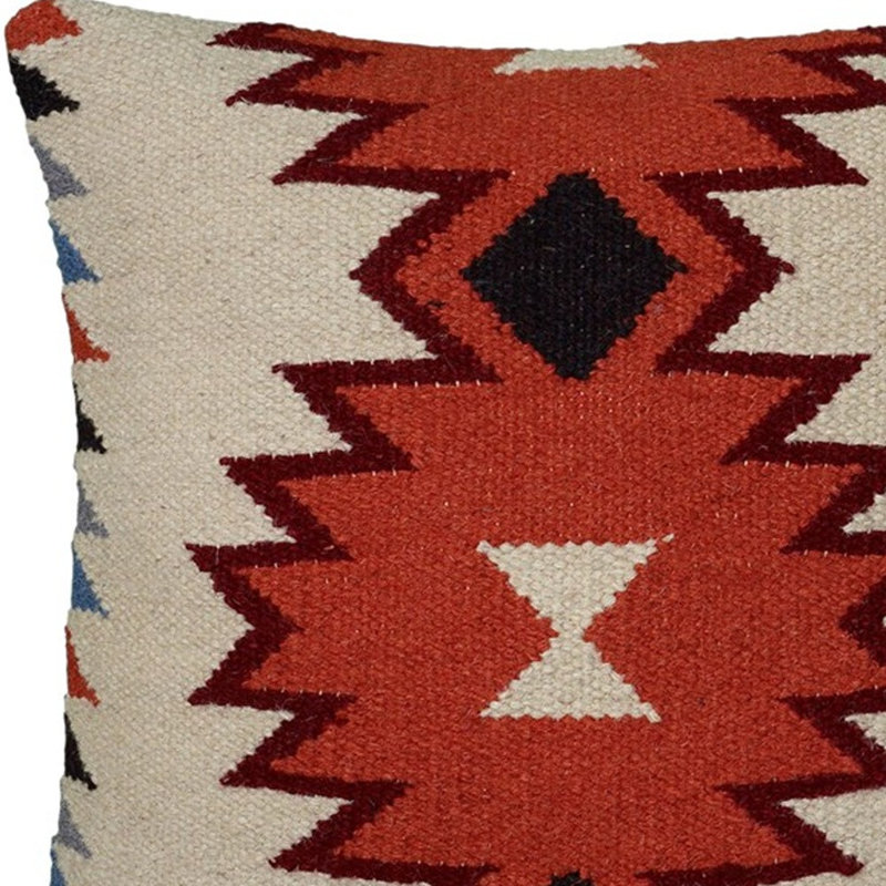  Coussin décoratif ivoire en duvet d'orange Kilim