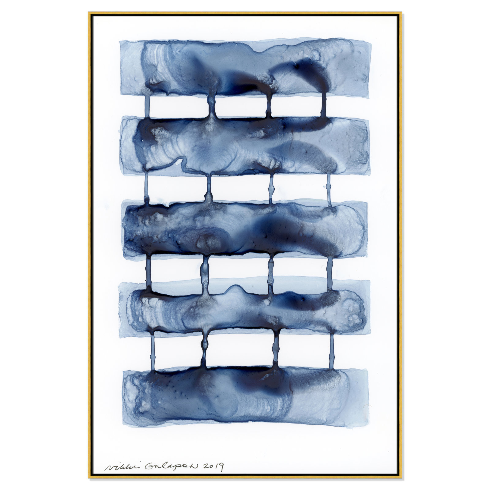 Stitched Together I by Nikki Galapon - Solid Wood Rectangle Print Single Piece Item on Canvas, Gold Framed Canvas