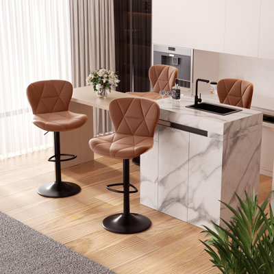Pet-Friendly Adjustable Height Swivel Bar Stool with Back, Scratch-Resistant Tech Fabric, Footrest and Black Metal Base – Durable Bar Chair for Kitchen Island, Dining Bar, Cat & Dog Owners