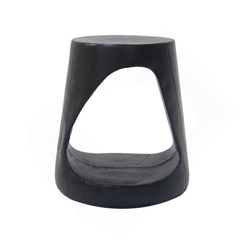 MGO Hollow Side Table, Wood-Like Texture, Black
