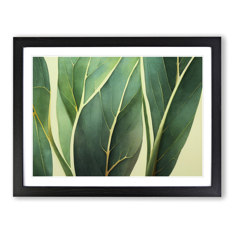 Alluring Leaf - Single Picture Frame Painting, 46cm H x 64cm W x 2cm D, Black