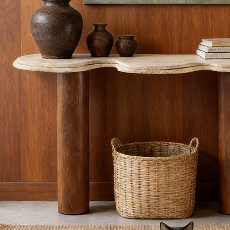 Stone Console Table, H 33,46 po x l 47,24 po x P 15,75 po