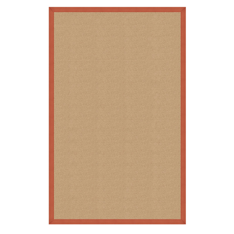 Tapis fabriqué à la main aux États-Unis avec bordure en coton orange brûlé Nannette, Rectangle 4 pi x 6 pi