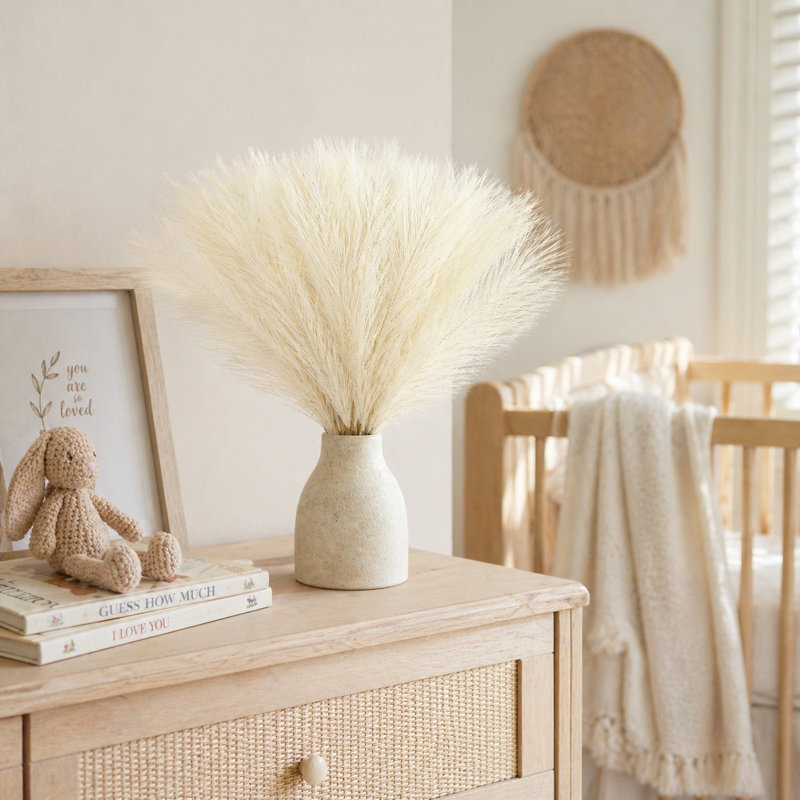 30 pièces 21 po Faux pampas décoratif, remplissage de vase artificiel beige, Petit
