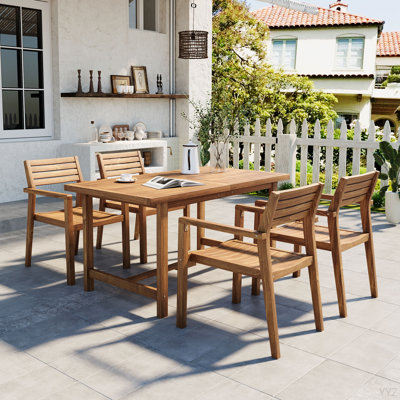 Ensemble de salle à manger d'extérieur en bois d'acacia 5 pièces U_STYLE