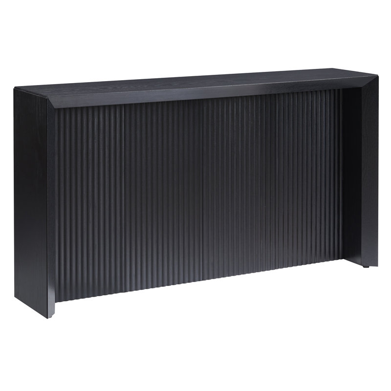 Adelma 56" Wide Rectangular Fluted Console Table, Black Grain