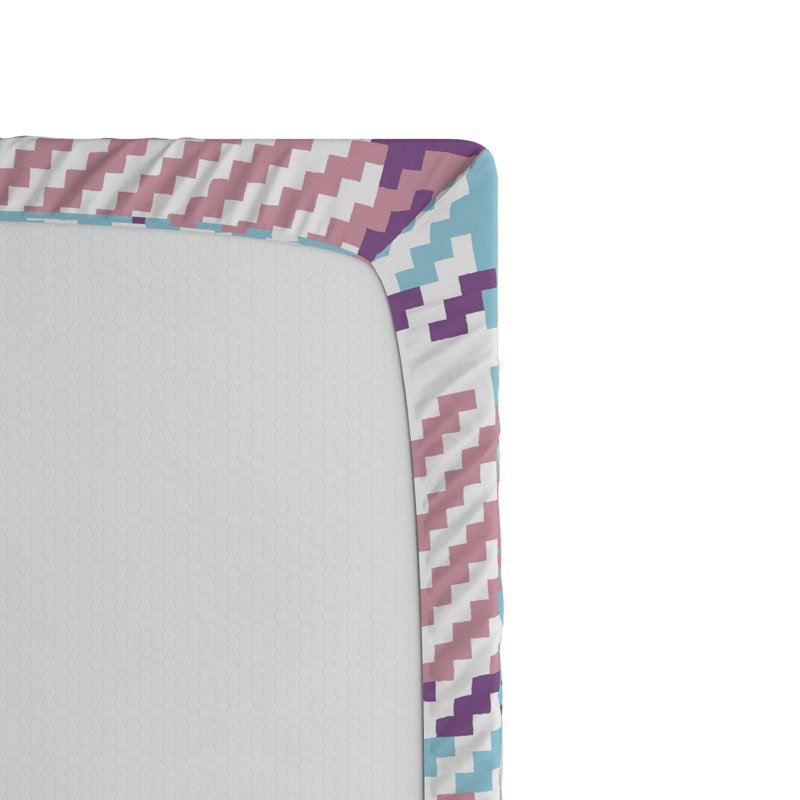 Microfiber Plaid Fitted Sheet, Queen Fitted Sheet, Lilac/Gray/Blue Plaid