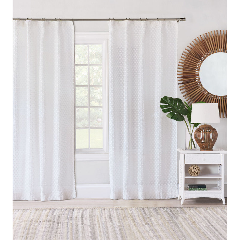 Penelope Cotton Blend Sheer Curtain Single Panel, 96" W x 84" L, Polka Dots