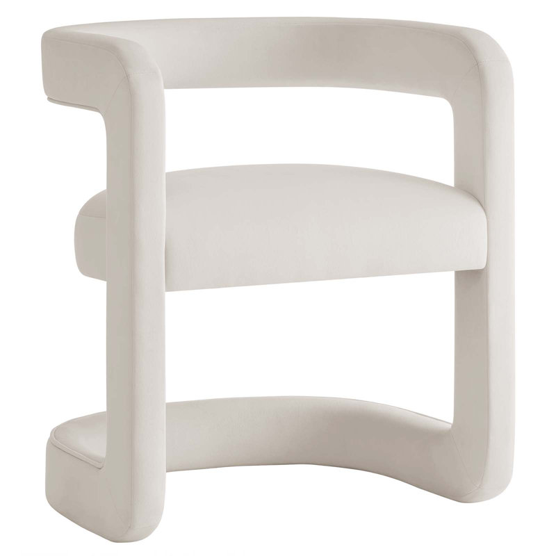 Modway Winslow 23.4'' W Velvet Armchair, Alabaster Velvet