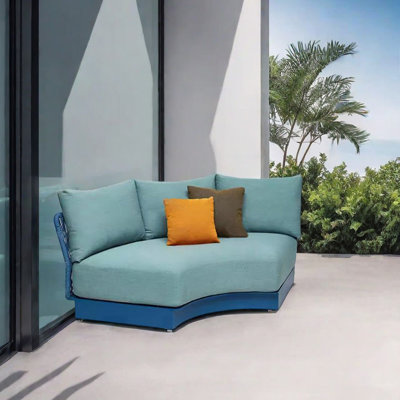 Sharrell 58.66'' Wide Rectangle Metal Patio Sofa with Cushions