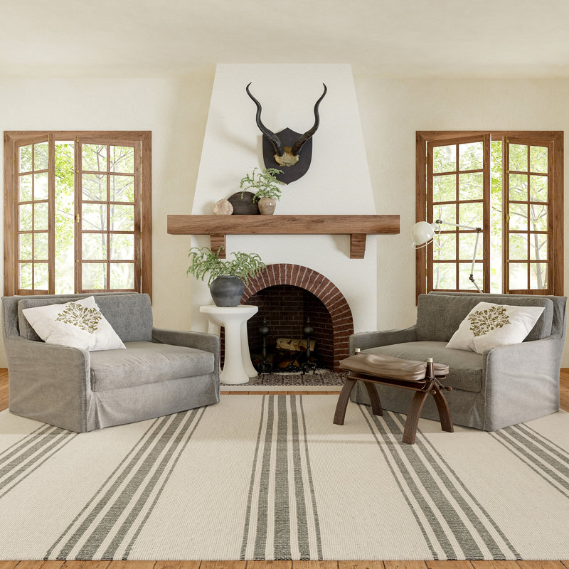 Aloizas Striped Cotton Area Rug, Rectangle 3' x 5'