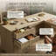 Bureau de direction en L 59 po avec tiroirs de rangement - Poste de travail d'angle transitionnel moderne pour bureau à domicile-1253256173