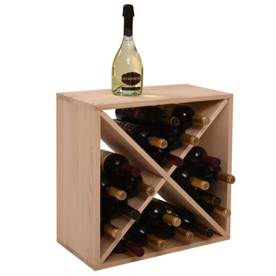 Marquasha 24 Bottle Solid Wood Floor Stackable Wine Rack, Brown