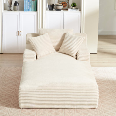 Fauteuil confortable d'intérieur en velours côtelé, modèle lounge surdimensionné, livré avec ressorts, aucun assemblage requis pour se détendre au bureau, méridienne profonde de 123 cm, velours côtelé doux, coussin, détente instantanée au salon, poids du produit : 37 kg
