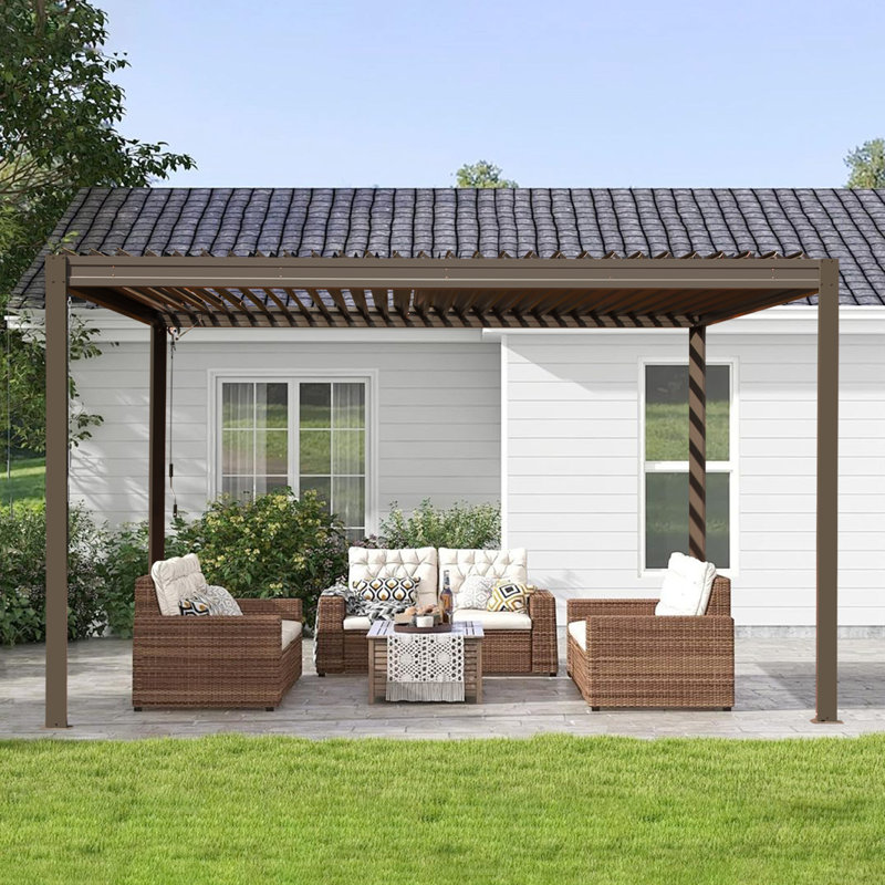 10 Ft. W x 10 Ft. D Aluminum Pergola, Brown