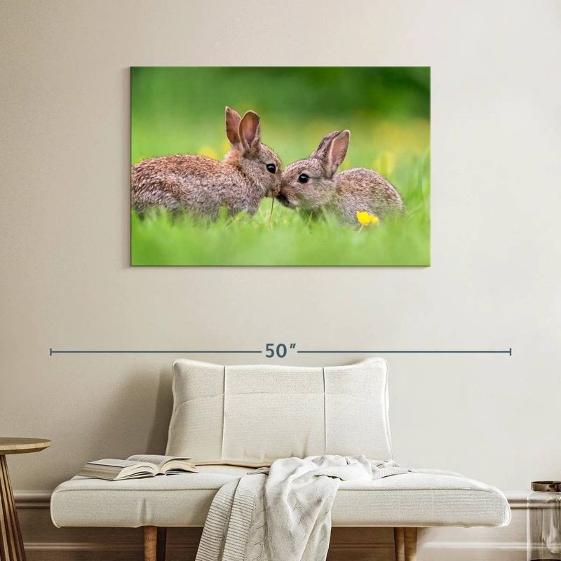 Embrasser des lapins, H 26 po x l 39 po