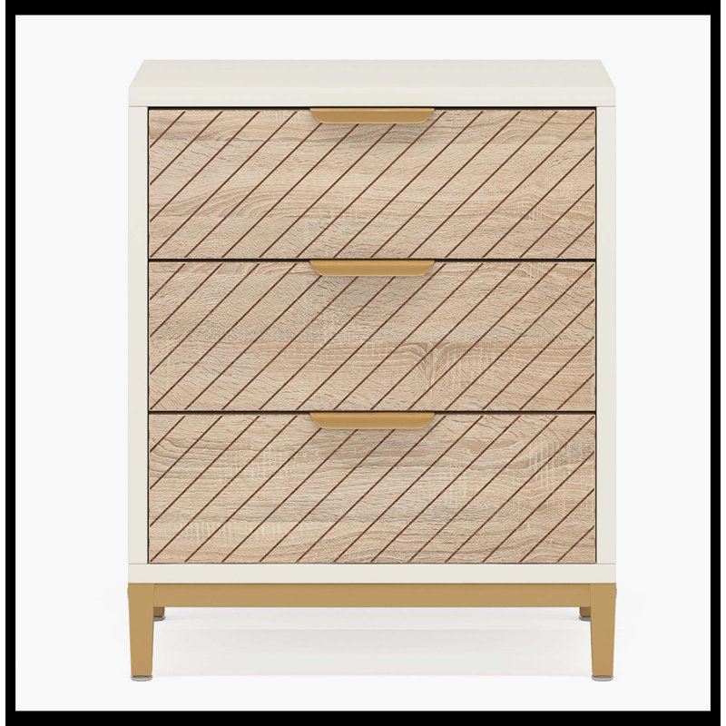 3-Drawer Nightstand Bedside End Table For Bedroom