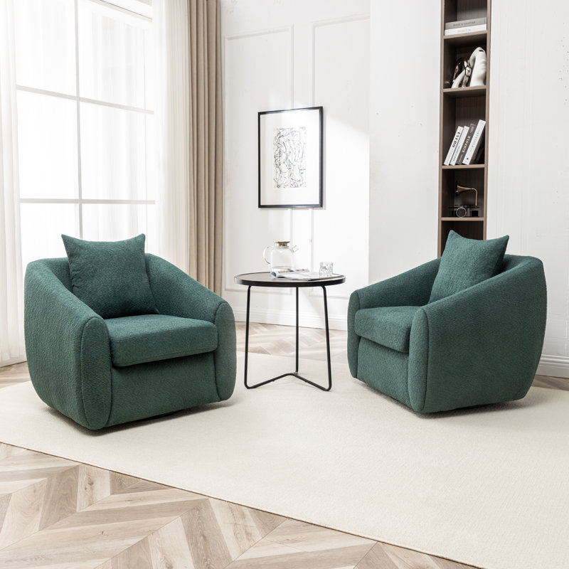Duston 32'' Wide Upholstered Swivel Chair, Green